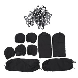 Car Seat Covers Full Set Breathable and Soft Cloth Seat Cover Universal Fit for Cars Black