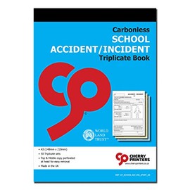 Cherry Carbonless NCR School Accident/Incident Triplicate Book A5 50 Sets
