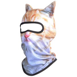 3D Cat Ski Balaclava Sheisty Face Mask with Ears Cute Animal Ski Mask for Music Festivals Raves Party Outdoor Activities Orange