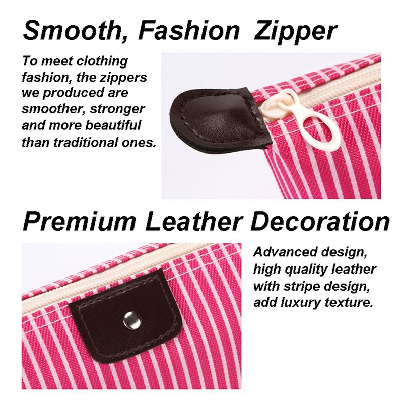 Muka Stripe Waterproof Cosmetic Bag Women Foldable Travel Toiletry Makeup