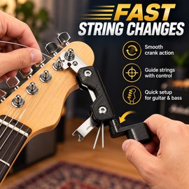 Guitar & Bass Setup Multitool for Neck Relief & String Action – Folding Adjustment Tool with Peg Winder for Maintenance