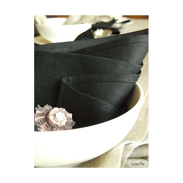 Set of 8 Napkins Black Linen Lucia
