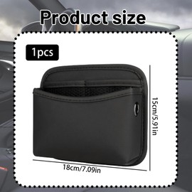 QhgPnt 1 Pcs Car Seat Organiser, Premium Leather Storage Bag for Front Seat, Compact Car Organiser for Phone Keys Essentials, Universal Fit Black Car Storage Solution