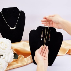 FINGERINSPIRE 2Pcs Velvet Jewelry Necklace Display Stand Black 21cm Height Earring Pendant Chain Holder 3D Jewelry Chain Organizer Mannequin Model Display Stand Small Combination Necklace Holder