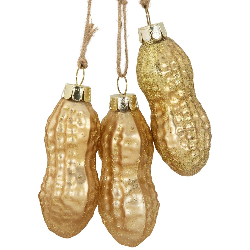 Northlight 9.5" Gold Glittered Peanut Cluster Glass Christmas Ornament