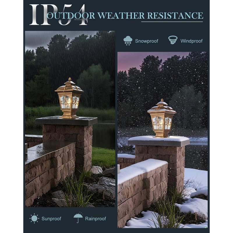 PTOUG 2 Pack Outdoor Post Light, Bronze Post Lamp Fixture,