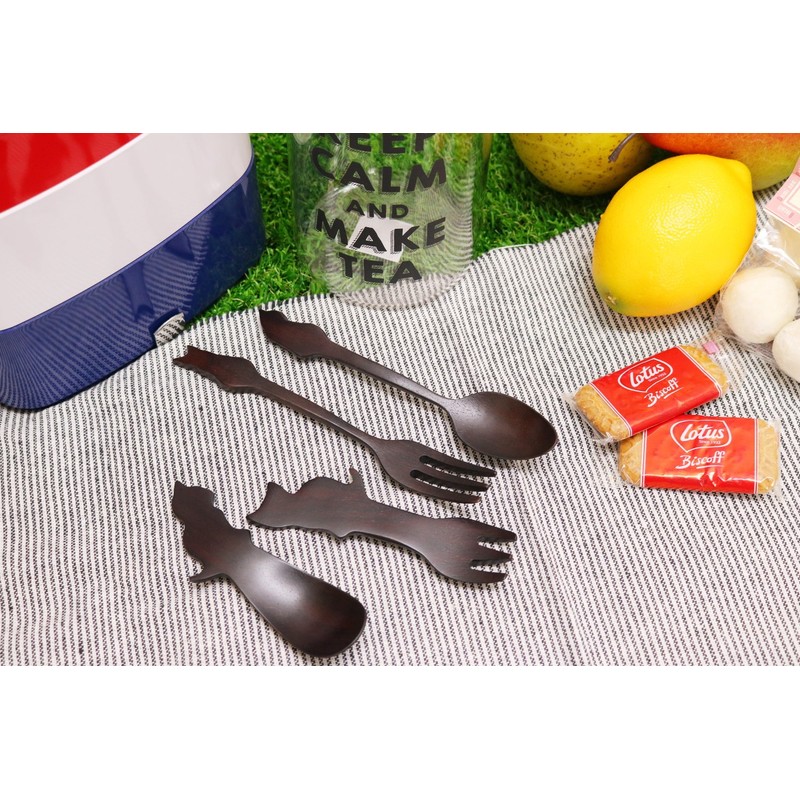 AbeiLLe APWC-900 Cat Lover Items Wood Cutlery Mini Set Cat