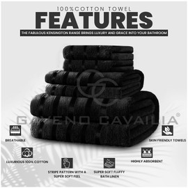 GC GAVENO CAVAILIA Bath Sheet Towel Set of 2 - Soft & Super Absorbent Large Bath Towel - 500 GSM Ringspun Cotton Towels Set, Black