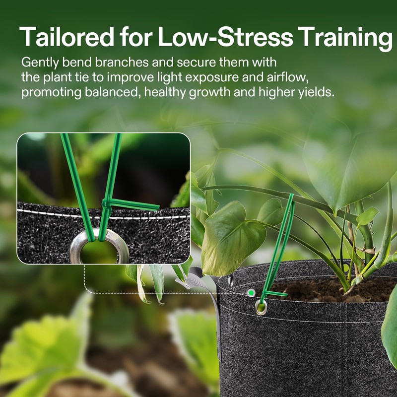 VIVOSUN Twist Ties, 164 ft (50m) PE-Coated Green Plant Ties