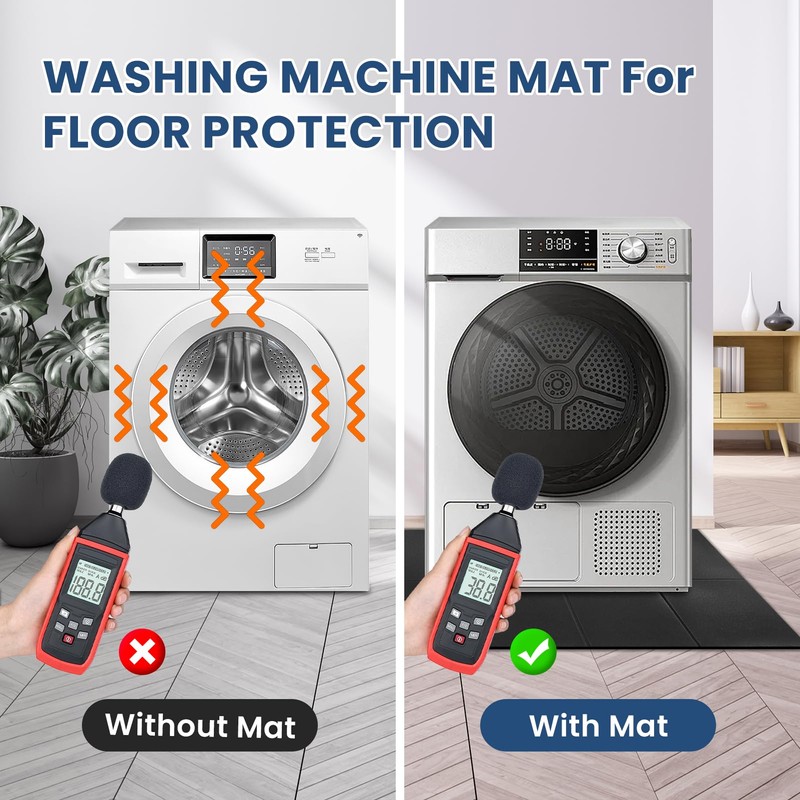 Under Washing Machine Mat , 7mm Thick Rubber Washer Dryer