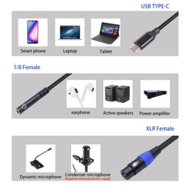 SZLliyxs 10 FT USB C to XLR Female Microphone Cable 3.5mm (1/8) Female Stereo Out Adapter,USB C to 3.5mm Headphone Cable XLR Female Microphone Record Cable for Smartphone,Tablet,Laptop