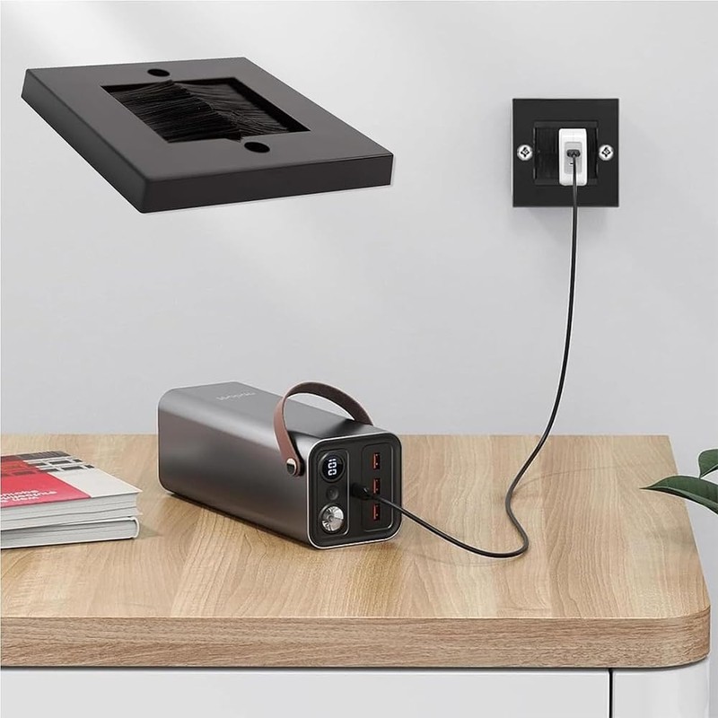 POFET 2 PCS Brush Wall Plate Cable Passthrough Wall Outlet,