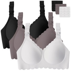 Gailife 3 Pack Nursing Bras for Breastfeeding Seamless Wireless Maternity Bras for Pregnancy Soft Sleep Breastfeeding Bra-BKGRWT,M Black/Grey/White