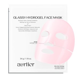 aurtier Glassy Hydrogel Face Mask for Glow and Dewy Skin, Deep Hydration, Vegan Collagen, Dewy Glow & Makeup Prep, Pore Tightening, Firming, Moisturizing, Overnight Korean Skin Care x 1ea