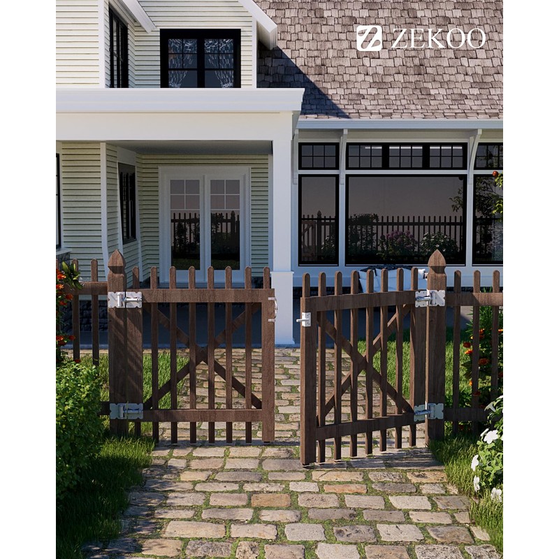 ZEKOO Stainless Steel Gate Hardware Kit, Self Closing Gate Hinges