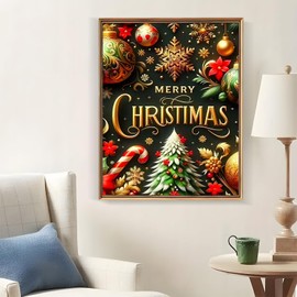 Merry Christmas Tree Diamond Painting Kits for Adults, 5D Diamond Art Kits for Adults Beginners, DIY Full Round Drill Diamond Dot Painting Gem Art Kits for Adult, Home Wall Decor 11.8x15.7 Inch