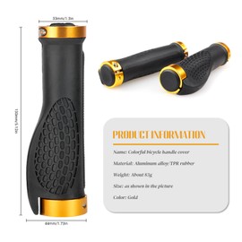 YMWALK Kids Bike Handlebar Grips - Non-Slip Rubber Handle Grips with Double Lock, Cycle Alloy Handlebar Protector for MTB Mountain Bikes Scooters (Gold)