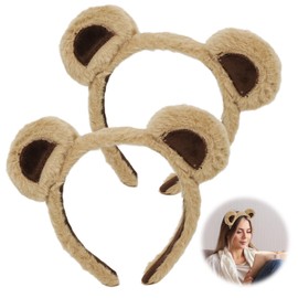 GANZHOUYILAN 2 Pcs Bear Ears Headband Cute Animal Headband for Party Cosplay Makeup Washing Face (Brown, Unisex Adult)