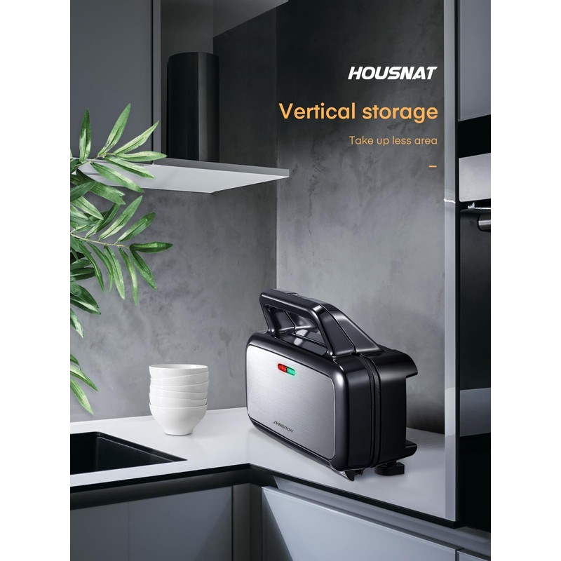 HOUSNAT Sandwich Maker, 3 in 1 Waffle Maker with Removable