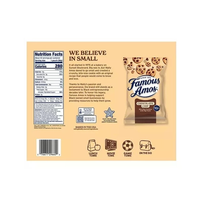 Famous Amos Chocolate Chip Cookies (2 Oz., 42 Ct.)