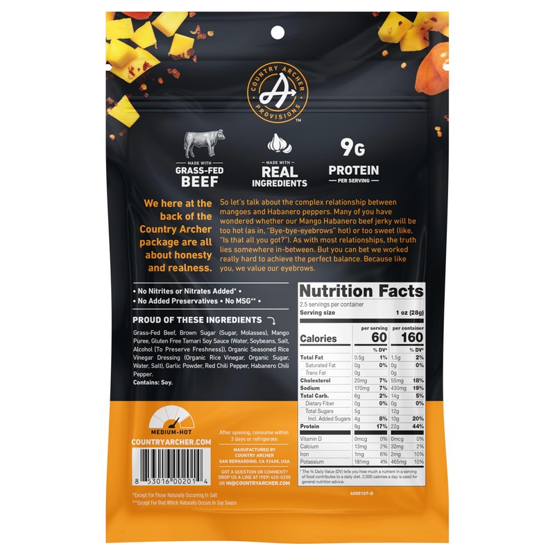 Country Archer Grass-Fed Beef Jerky - Beef Jerky Snack Pack,