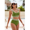 Bikini de cintura alta para mujer, estilo deportivo, estilo arcoíris,