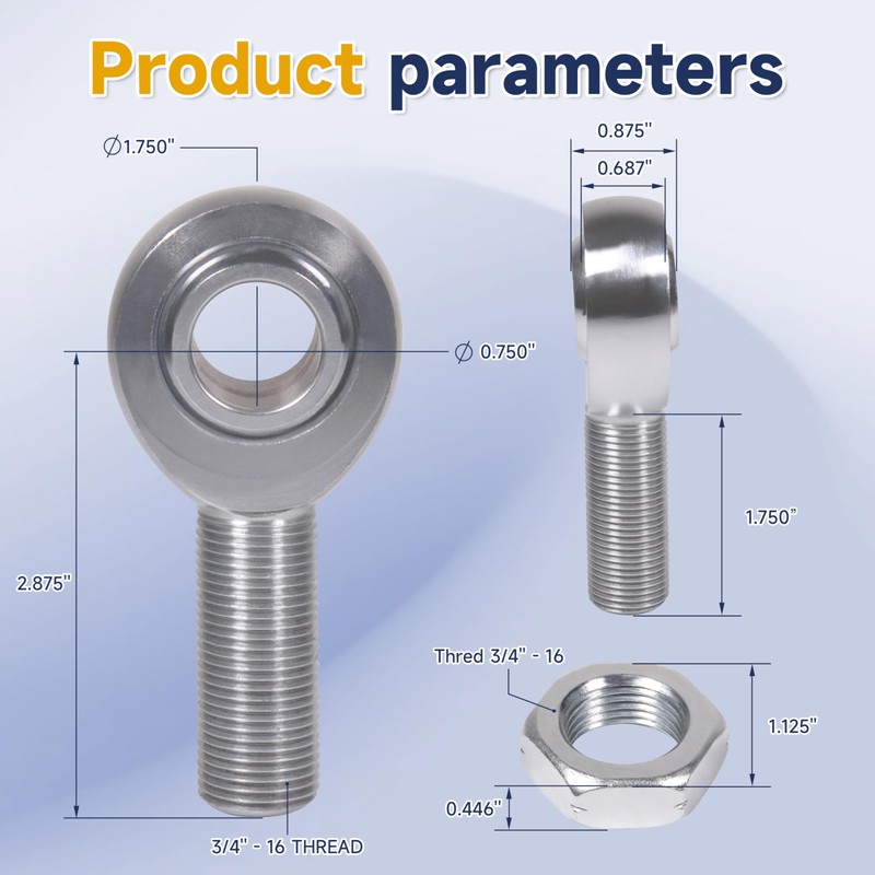 3/4" Heim Joints Rod End Kit Thread 0.75" Chromoly Heim
