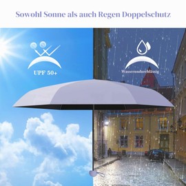 EEPLUYTY Umbrella Six Bone UV Protection Outdoor Sun Protection Umbrella Suitable for Rain or Sunshine (Light Purple)