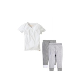 Burt's Bees Baby Baby Boys' Shirt Bottom Outfit Bundle, 100% Organic Cotton, Grey Top & 2-PK Pant Set, 6-9 Months