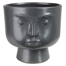 HomArt Rory Large Ceramic Cachepot Planter for Plants or Cut Flowers, Black