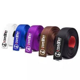 KOMBAT USA Adult BJJ Belts | Premium Jiu Jitsu Belt with Sleeve Bar for Ranking Stripes | Various Sizes | Durable (Blue, A3)