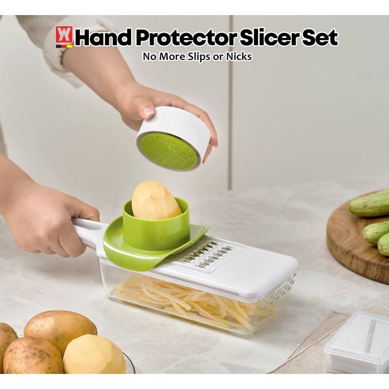 WAGENSTEIGER Stainless Steel Mandoline Slicer - Adjustable Multi-Blade Vegetable &