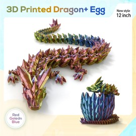 3D Printed Dragon,Dragon Eggs with Dragon Inside,12''Full Articulated Crystal Dragon,Dragon Egg,3D Printed Gifts for Children, Classroom Prizes