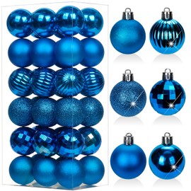 1.57" Blue Christmas Ornaments for Christmas Tree 36 Pcs Mini Shatterproof Balls Christmas Tree Decorations Small Xmas Ornaments Balls with Hanging Loop for Wedding Holiday Party Wreath Home Decor