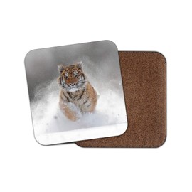 1 x Beautiful Tiger Drinks Coaster - Big Cat Lion Siberian Snow Winter #8600