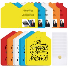 Motiskyy 30 Set Real Estate Congratulations New House Housewarming Card House Shaped New Home Card with Envelope and Sticker Closing Gifts for Home Buyers Clients Real Estate Agent Supplies, 5 Colors
