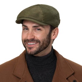 Stetson Hatteras Cotton x The Feebles Flat Cap - Timeless Style - Robust Peaked Cap for Men - Breathable & Comfortable - Ideal for Autumn/Winter, blue, M
