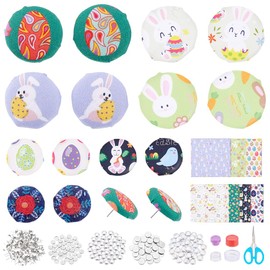 WEBEEDY 50 Sets Easter Button Stud Earring Making Kit, Earring Kit with Rabbit, Easter Egg Printer Fabric, Earring Posts and Backs DIY Earring Findings for Jewelry Making, Easter Unique Gift for Women