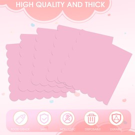 40PCS Pink Napkins for Pink Party Decorations Pink Scalloped Napkins 6.5 x 6.5 Inch Disposable Paper Light Pink Cocktail Beverage Napkins Ideal for Wedding Party Birthday Dinner Lunch Cocktails