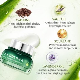 Aloderma Brightening Eye Cream with Organic Aloe Vera - Hydrating Effect for Dark Circles & Puffiness with Caffeine & Sage Oil - Day & Night Eye Care Cream for Puffy Eyes & Fine Lines, 25g/0.9oz