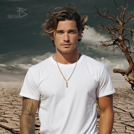 RUGGED steel - Stylish Stainless Steel Men's Necklace with Solid Bar Pendant - Sturdy Modern Men's Chain Waterproof & Sweat Resistant - 50 60 cm - Silver Gold Rose Gold - Includes Jewellery Box,