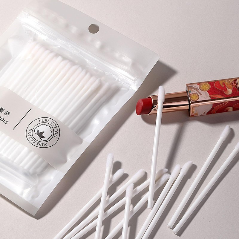 Akkerds 50pcs/set Disposable Lip Brushes 100pcs Hollow Stick Portable Disposable