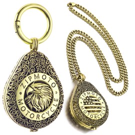 ZIPMOTO for Harley Davidson Key Fob Cover, Pure Copper, Harley Motorcycle Key Case (Key Chain Necklace 2 in 1), 青铜色