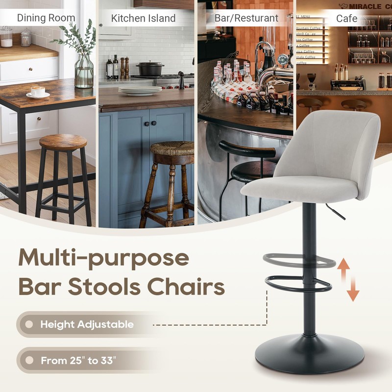 COLAMY Bar Stools Set of 2, Modern Swivel Bar Chairs,