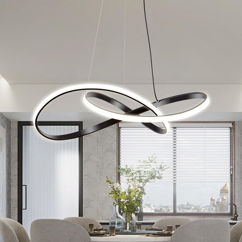 Viruhaka Modern LED Pendant Light Fixture,Black Contemporary Ceiling Hanging Fixture
