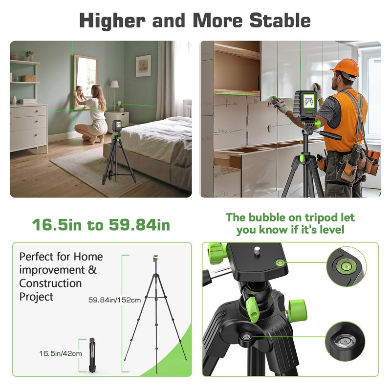 Laser Level with Tripod, Huepar 150Ft Lazer Leveler for Outdoor