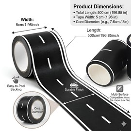 Road Street Floor Decal, Black Road Track Tape Road Border Decal, Party Decoration - 1.97 Inch Wide 16.4 FT Long