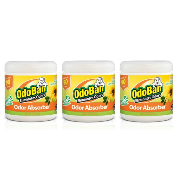 OdoBan Solid Odor Absorber Eliminator for Home and Small Spaces, Citrus Scent, 14 Ounces Each, 3-Pack