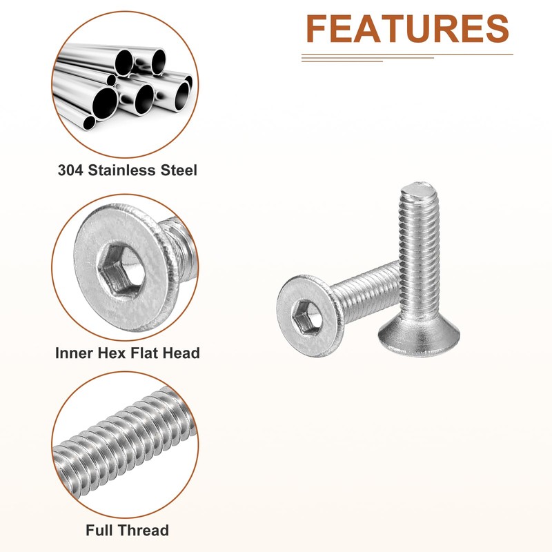 DTGN M3-0.5 x 12mm Flat Head Socket Cap Screws, 40