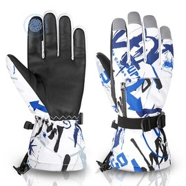 American Trends Guantes De Invierno para Niños, Impermeables, con Bolsillo con Cremallera, Guantes De Esquí para Nieve, para Niños Y Niñas, Resistentes Al Viento, Grandes